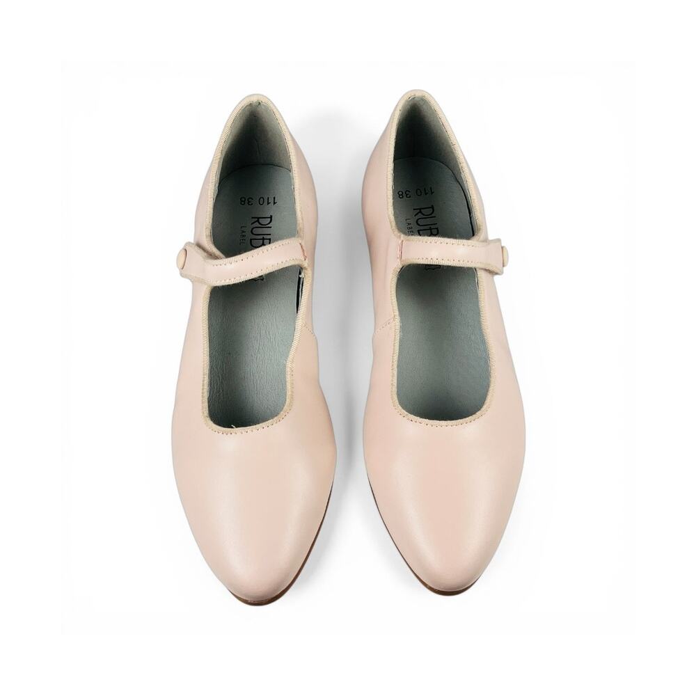 Ruby Label Blush Pink Leather Mary Jane Ballet Flats Pointed Toe EU 38